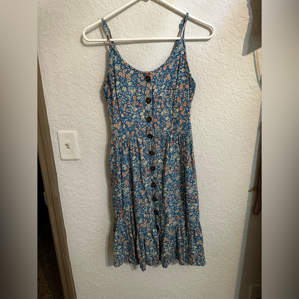 Floral spaghetti strap button down dress